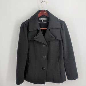 Kenneth Cole Reaction Long Sleeve‎ Button Front Winter Coat Black Size XL